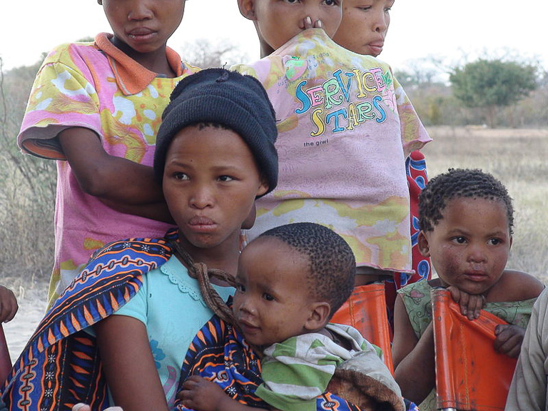 Daughters of a small group of San living in Namibia. Photo credit: Nicolas M. Perrault.